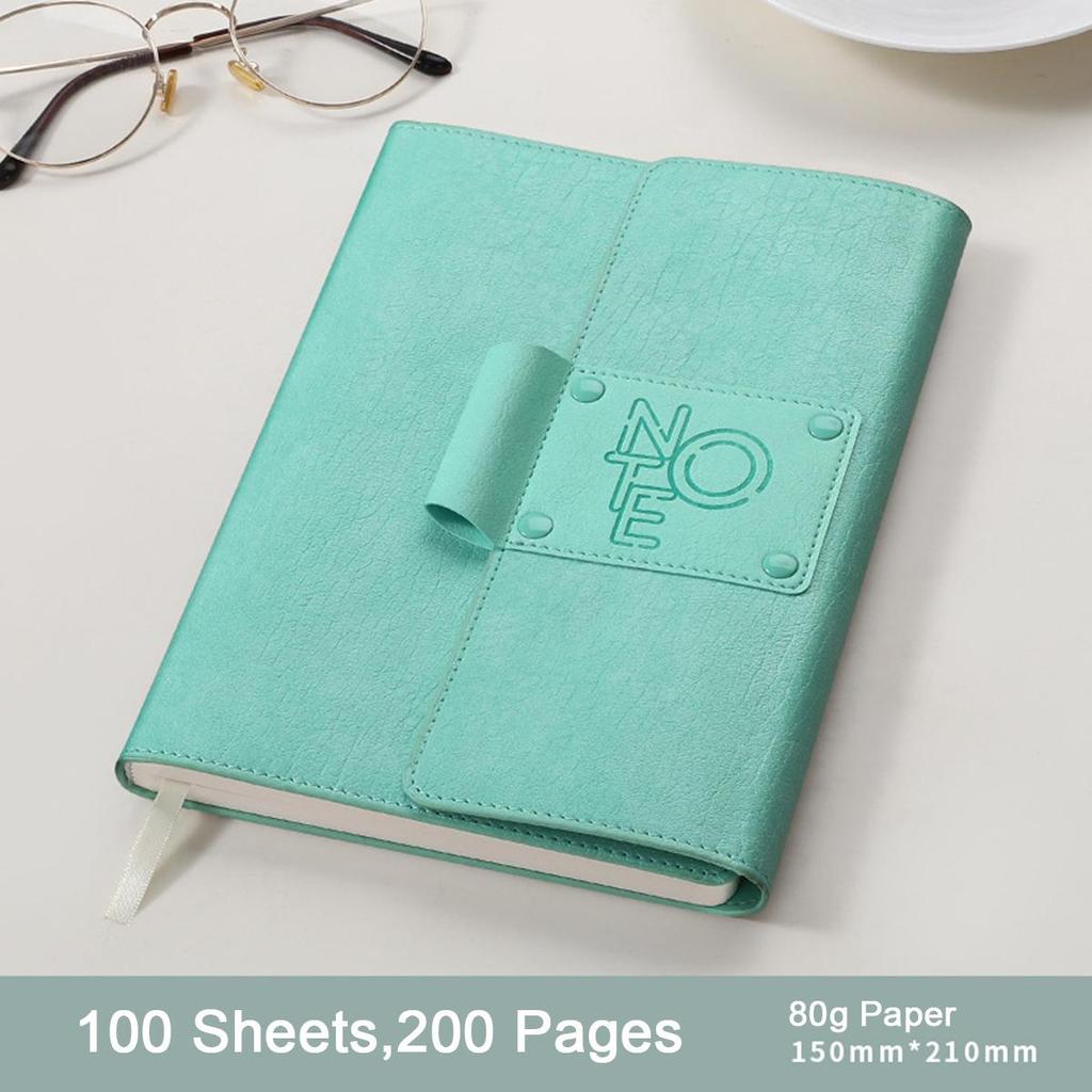 A5 Leather Student Subject Notebook, Thick Diary, Buckle Work Notebook, Business Meeting Record Book, Excerpt Book, Lined Pages, Travel Diary