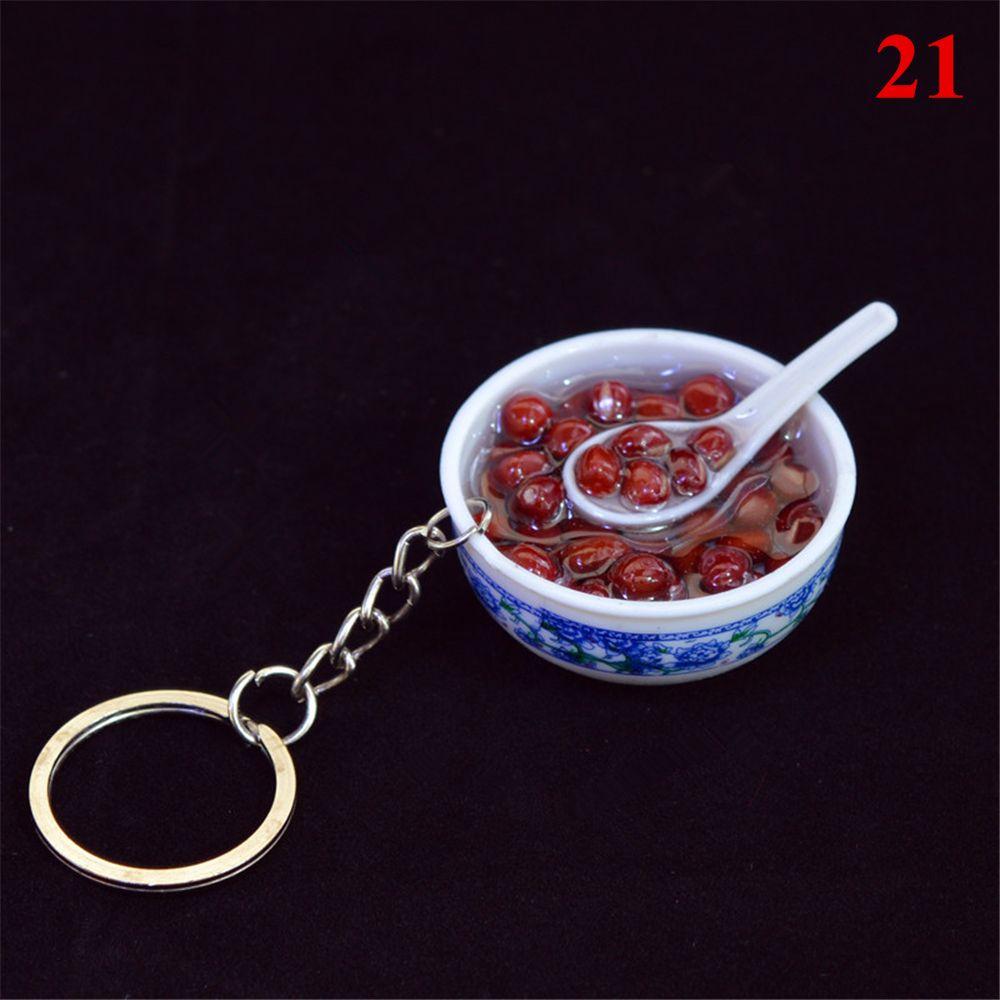 Buckle Mini Bowl Food Keychain Key Ring Simulation Chinese Food