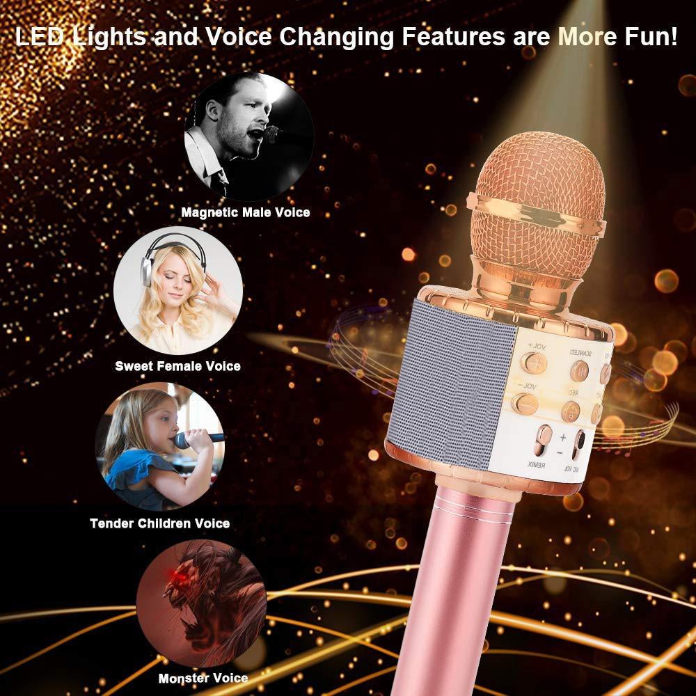 2024 New Wireless Bluetooth Karaoke Microphone Music Player KTV Speaker Children's Music Stage Toys Music Singing Children's Gift Recorder