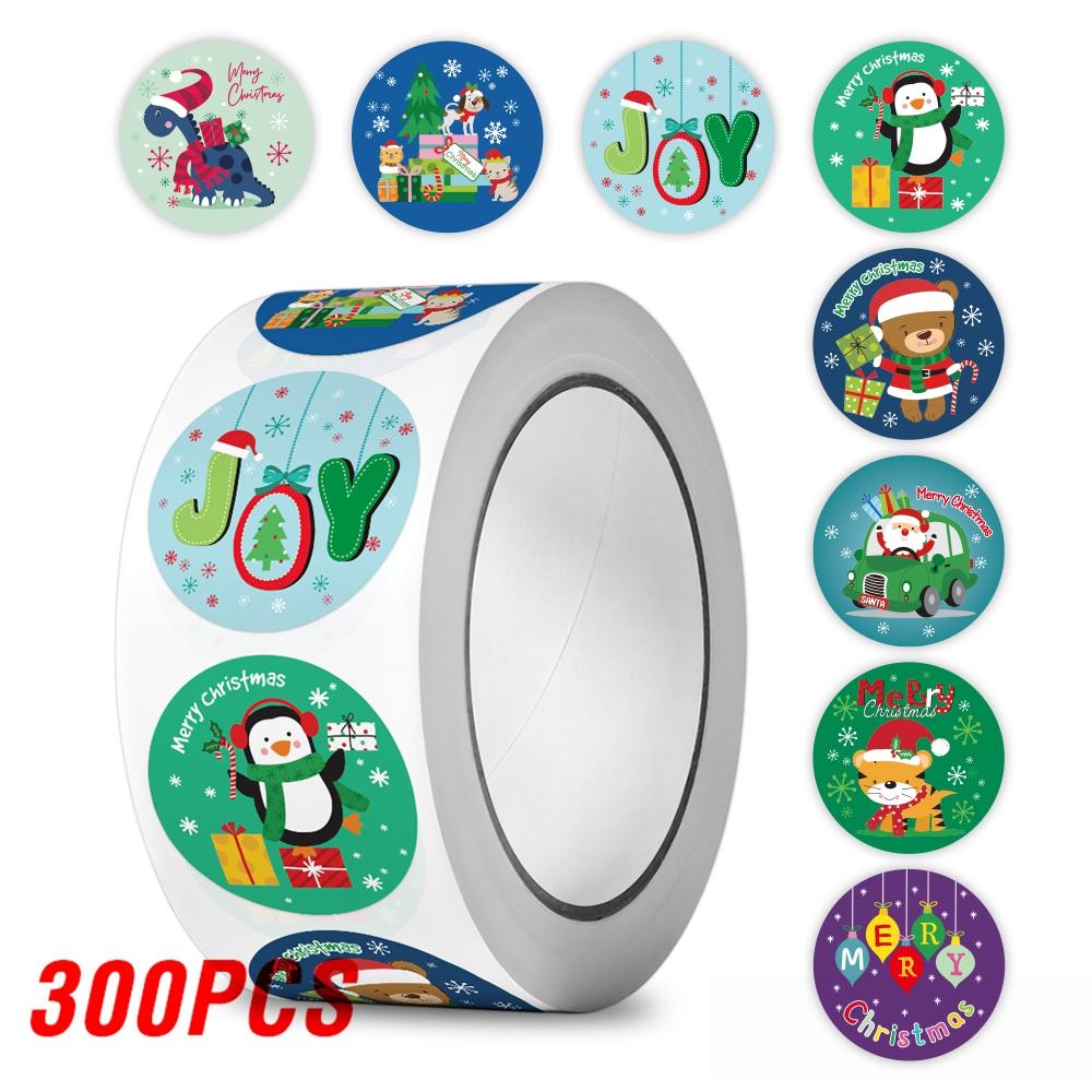 100-500pcs Merry Christmas Stickers Christmas Tags Stickers for kids Gift Baking Package Envelope Stationery Decor 1 inch Round