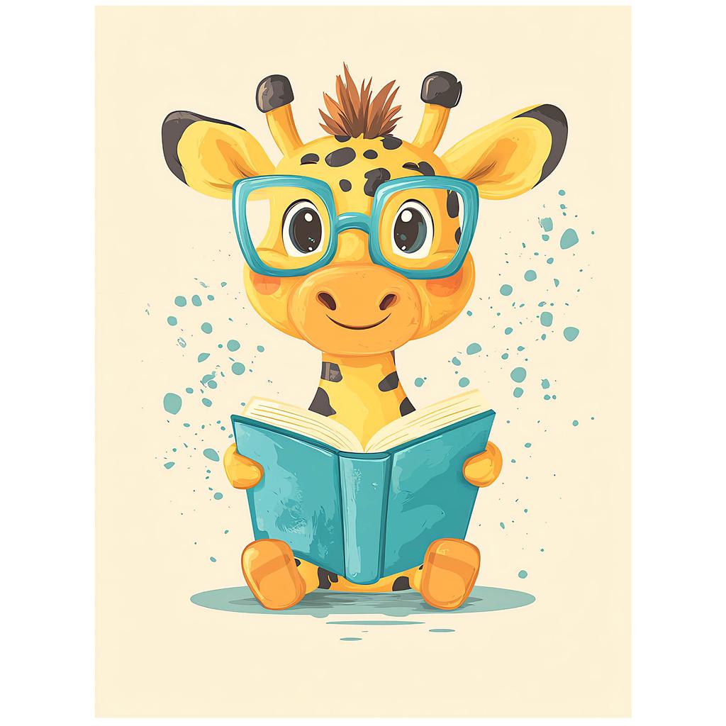 Plakat Wesoła Żyrafa W Krainie Baśni Plakat Wesoła Żyrafa W Krainie Baśni, 30X40 Cm, Bez Ramy, Płótno Premium Na Blejtramie