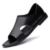 Men Summer Sandals Casual Leather Shoes Men Fashion Sandal Comfortable Mens Slip On Shoes Retro Half Drag British Style Footwear