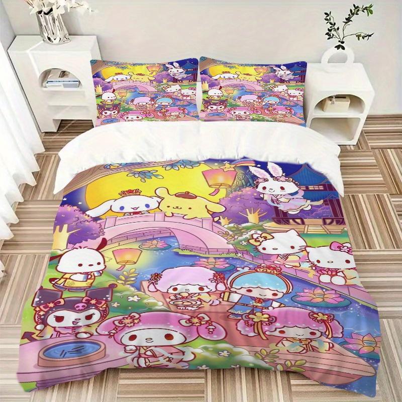 3pcs Sanrio's Mid-Autumn Festival Print Cover Set Ultra Soft, Breathable, and Comfortable Bedding with Stylish Design for Bedroom and Guest Room