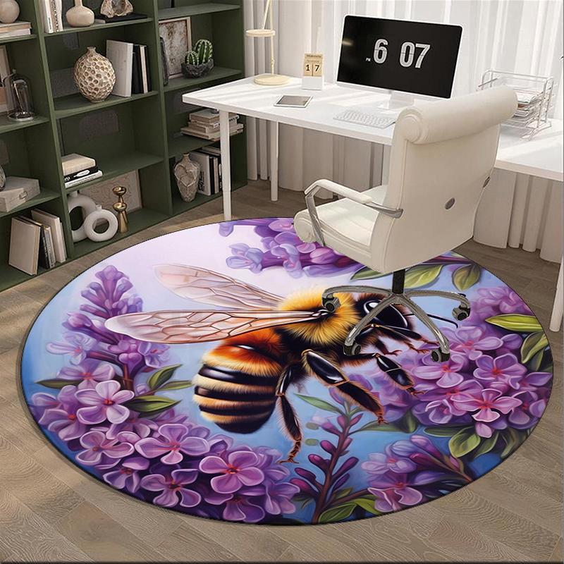Bee Yin Yang Harmony round carpet Chair cushion Round Entryway Rug, Soft Round Rugs for Living Room, Bedroom, Circle Carpet decor gifts