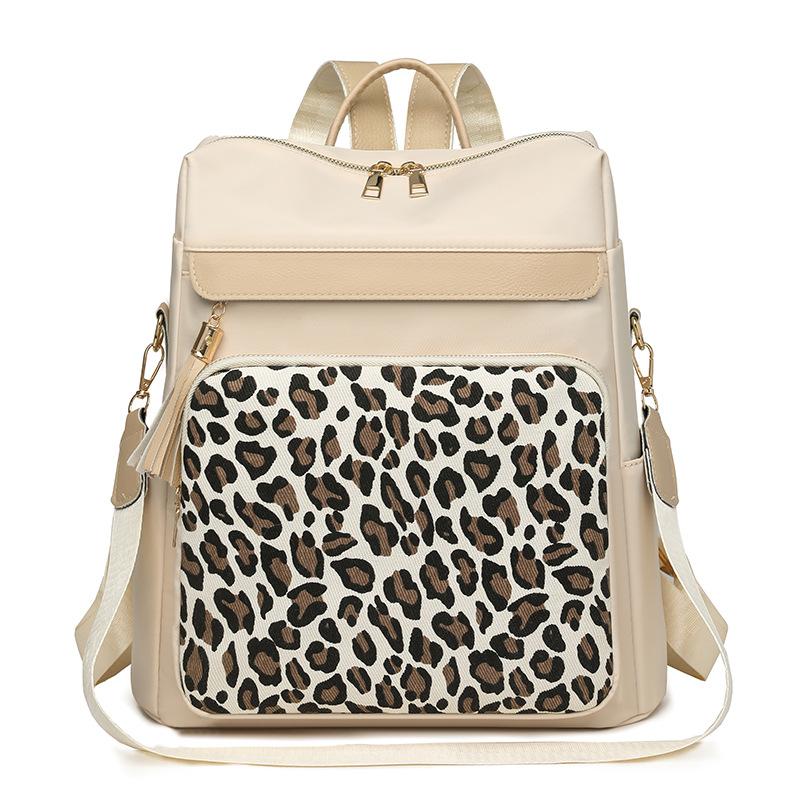 Винтажный рюкзак с леопардовым принтом и прострочкой, многофункциональная сумка через плечо, рюкзак для студентов большой вместимости