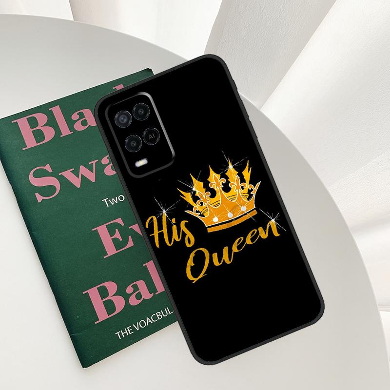 Чехол-пара с коронами QUEEN & KING для Oppo A96 A76 A16 A15 A17 A52 A72 A54S A57S A58 A78 A98 A57 A77 A54 A74 A94