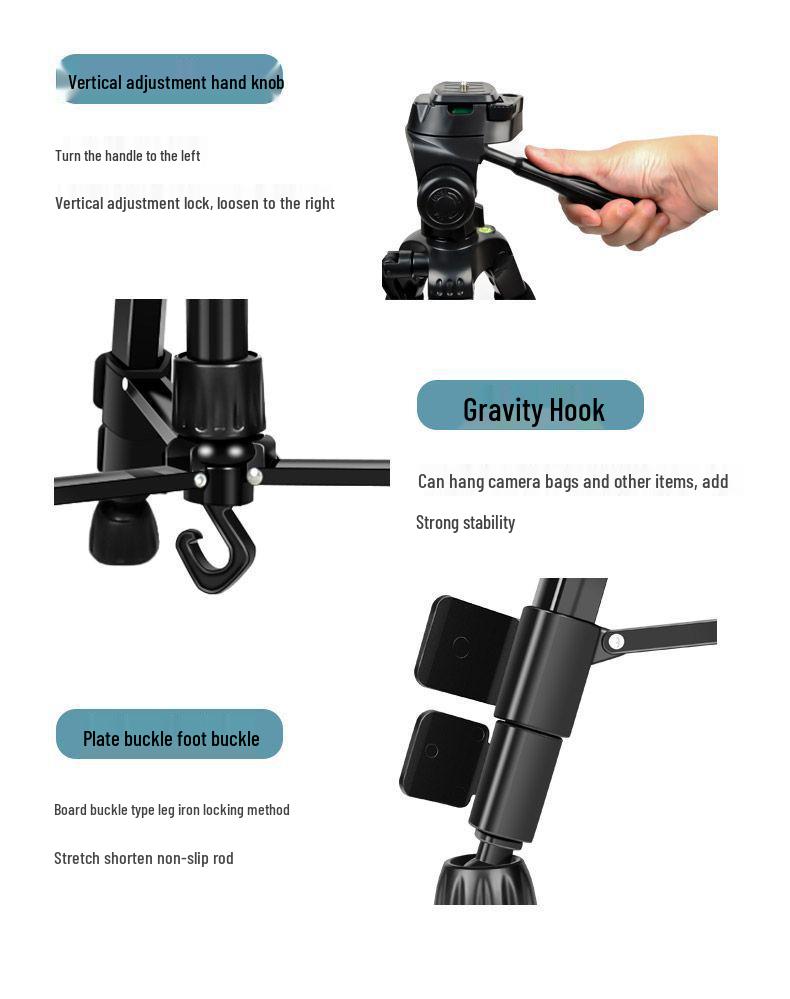 Multi-Angle Phone Holder with Fill Light for Live Streaming and Outdoor Photography