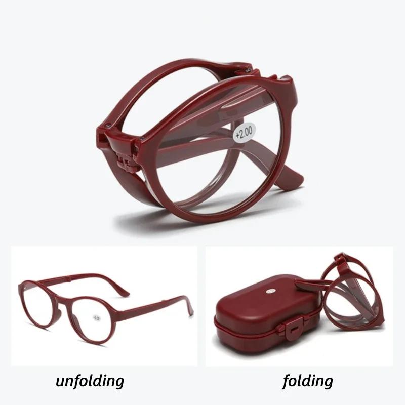 3 Colors Men Women Folding Reading Glasses Ultralight Presbyopia with Box Unisex Round Anti-blue Light Far Sight Eyeglasses