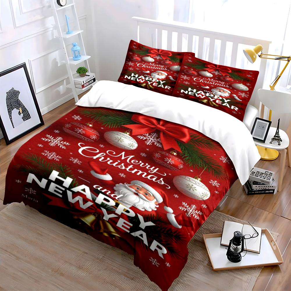 Merry Christmas and Happy New Year Bedding Bedding set (1 duvet cover, 2 pillowcases, duvet not included)