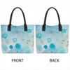  Blue Watercolor Print Tote Bag Large Capacity Casual Shoulder Handbag for Daily Use