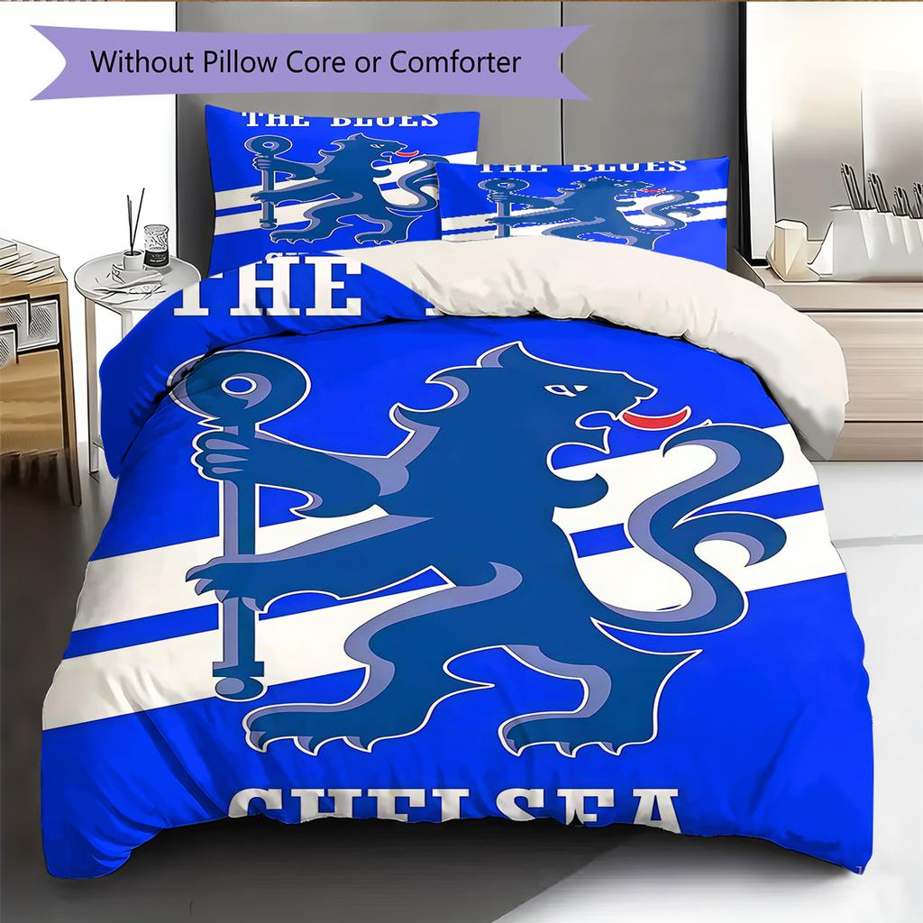 Chelsea FC football RugPattern Bedding Quilt Set Quilt Cover Pillowcase Home Decoration Birthday Gift (1 * duvet cover + 2 * pillowcase, without core)