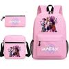 3 PCS Set K-Pop Demon Hunters Anime School Backpack Cute Cartoon Print Backpack Handbag Pencil Pen Case for Students