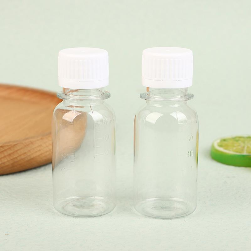 5Pcs 60Ml Small Plastic Bottles Ginger Shot Bottles With Caps Mini Juice Bottles Reusable Liquid Bottle Container Leak Proof