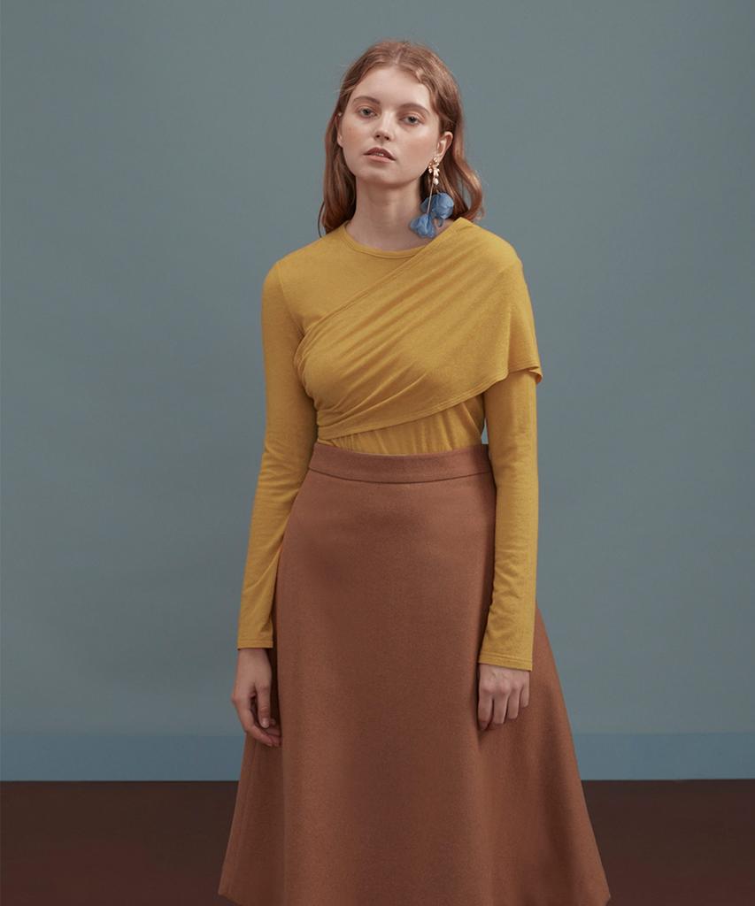 EJNOLEE Mustard Wool Knit With Shoulder Strap