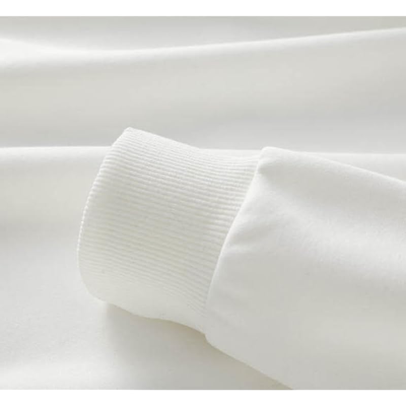 [EASTEMPO] Ladies Trainer Spring Long Sleeve Relaxing Plain Color Fashionable Casual Cute Large Size (JP, Alphabet, L, White)