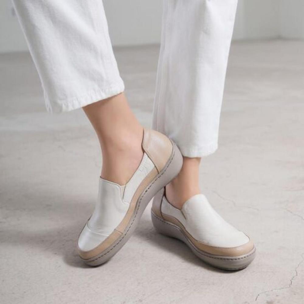 Jisyu Men Natural Lambskin Color Block Slip On Gise 004