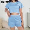 GMXIA Pajamas Ruffled Loose Short Top Shorts Two-piece Set of Women's Loungewear