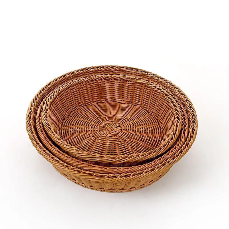 Rattan Fruit Basket Supermarket Display Basket Rattan Supermarket Fruit And Vegetable Basket Round Fruit Basket