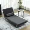 Folding Armchair with Bed Function, Folding Recliner in Velvet Look, Adjustable Backrest, 75 x 70 x 75 cm, Dark Grey