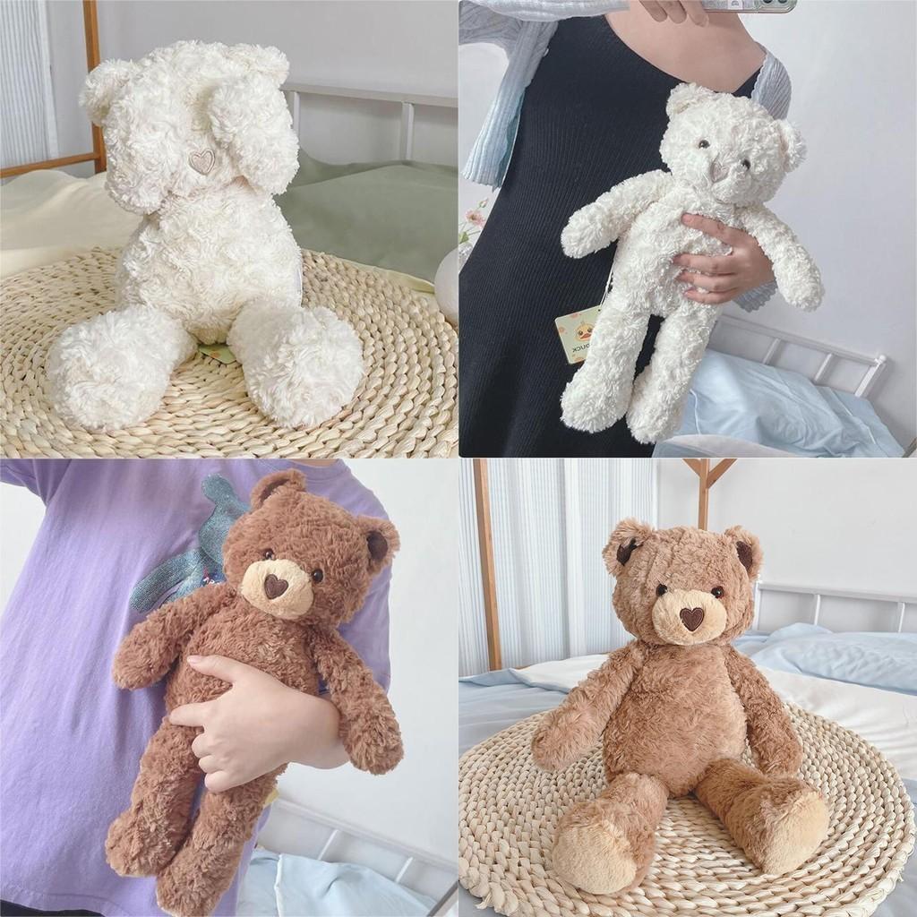 Очаровательная плюшевая игрушка-мишка в форме сердца для успокаивающего комфорта, 16,5 дюймов в высоту, с длинным пушистым коричневым мехом