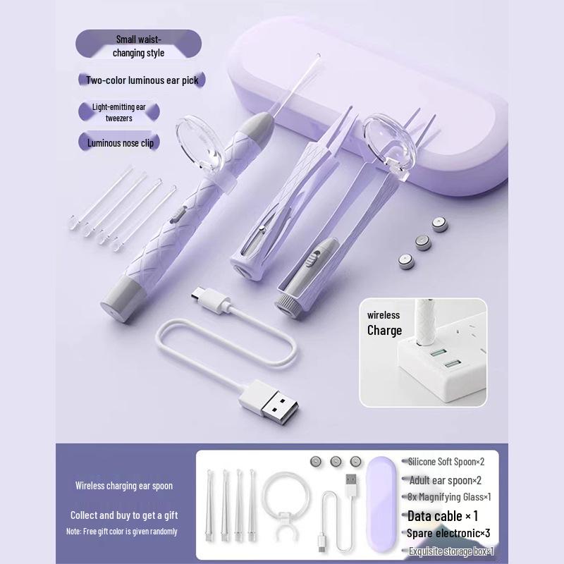 Мягкий наконечник для чистки ушей младенцев со светом и пинцетом