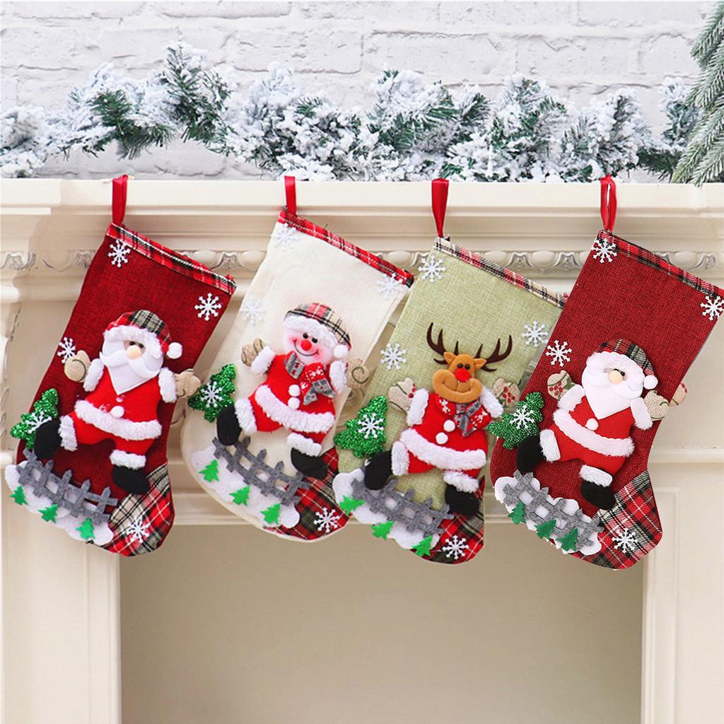 4pcs Fashion Christmas Stockings Gift Bag Christmas Tree Decoration Supplies