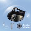 Women Summer Hat with 3 Gear Adjustment Headband Fan Empty Top USB Charging Anti-UV Wide Brim Windproof Rope Sun Protection Travel Sun Cap Gardening
