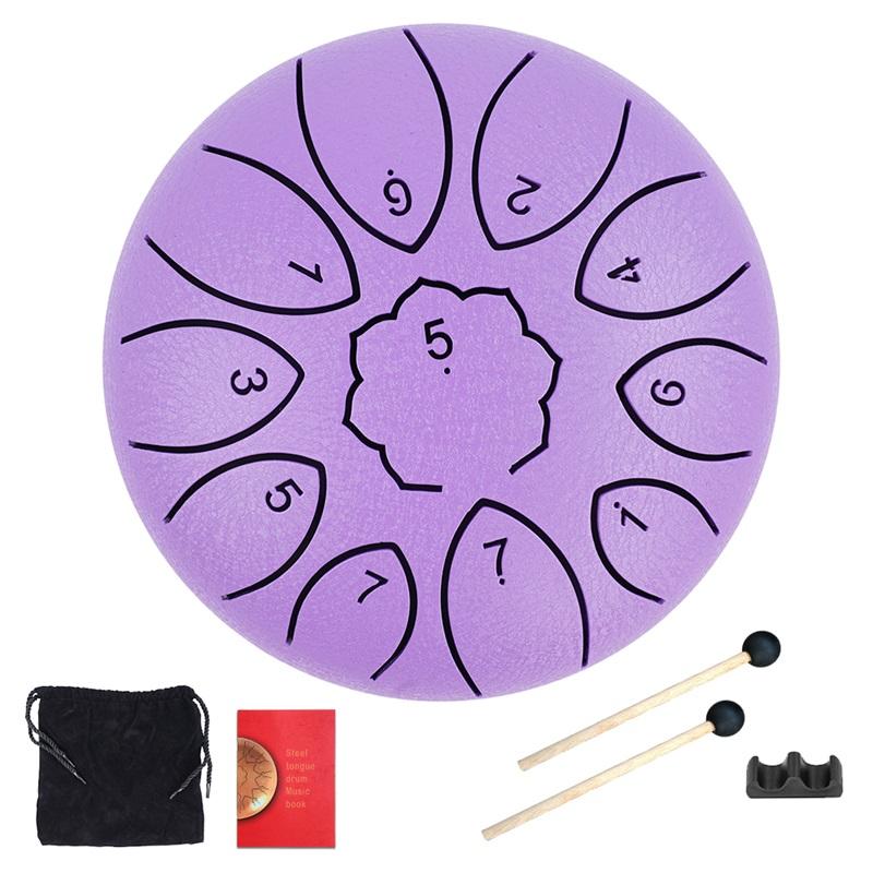 6" Steel Tongue Drum Gift Set 11-Note Rain Drum Sound Healing Instrument Yoga/Meditation/Anxiety Relief Tool