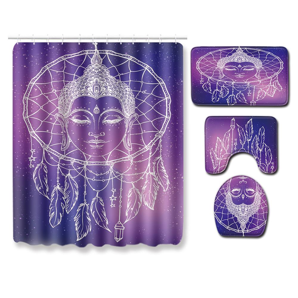 Экзотическая занавеска для душа, коврик для пола в ванной, крышка для унитаза, коврик для ног, узор из четырех частей