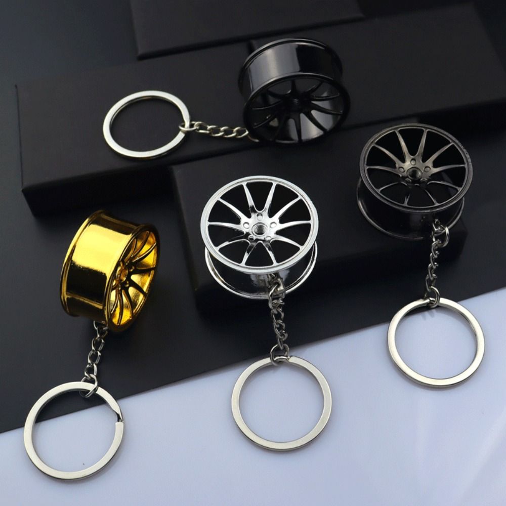 Zinc Zinc Zinc Alloy Wheel Hub Key Chain Rotatable Car Accessories Keychain  Girls Boys