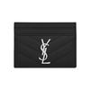 Ysl Монограмма Серебряный Логотип Текстурированная тисненая стеганая кожаная визитница Женская визитница Черный 423291-BOW02-1000