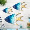 3Pcs/Set Wooden Fish Wall Decoration School of Fish Beach Lake House Bathroom Wall Art Nautical Coastal Ocean Theme Hanging Ornament