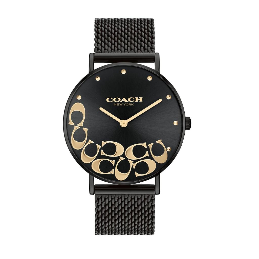 Coach Perry 36mm Black IP Case Mesh Bracelet Black Sunray Dial &