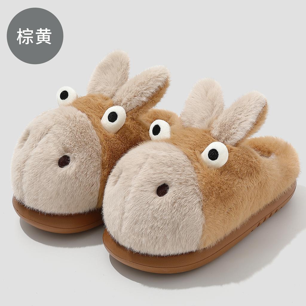 Милые мультяшные хлопковые тапочки зимние домашние бархатные теплые парные комнатные нескользящие пушистые тапочки