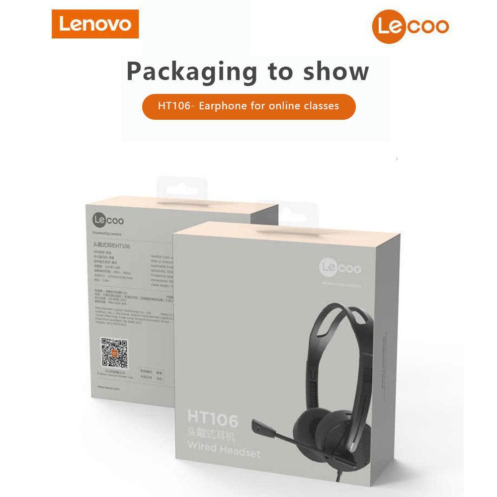 Lenovo Lecoo HT106 3,5 мм проводная игровая гарнитура с микрофоном и шумоподавлением, стереонакладные наушники для онлайн-классов