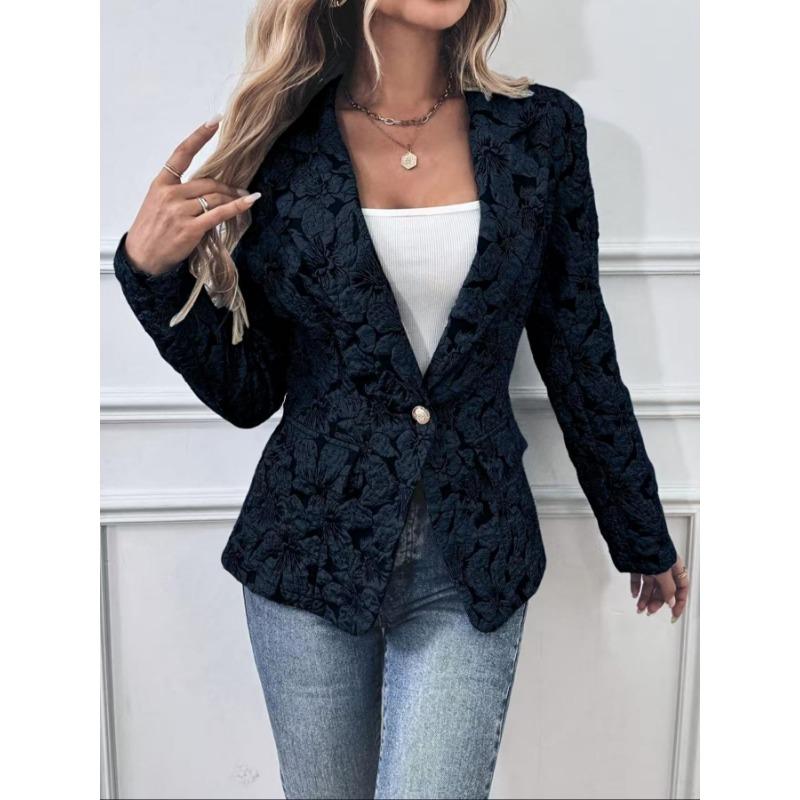 Women S Casual Short Blazer Retro Lily Jacquard Slim Fit