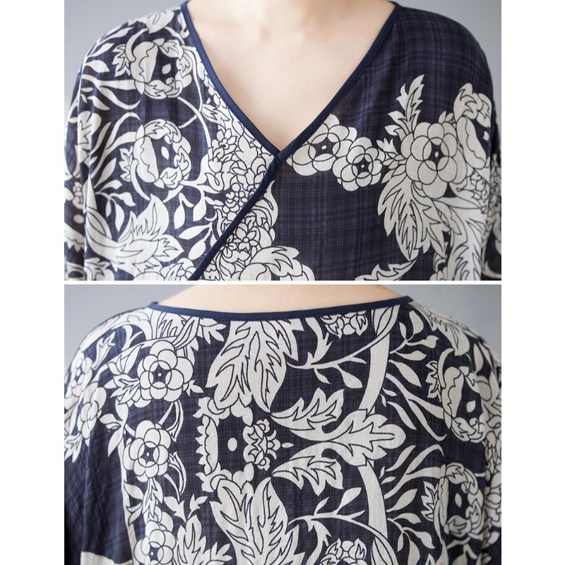 DIMANAF 2025 Летнее Женское Платье Большого Размера Длинное V-образный вырез Цветочное Базовое Повседневное Свободное Винтажное Плиссированное Платье Макси