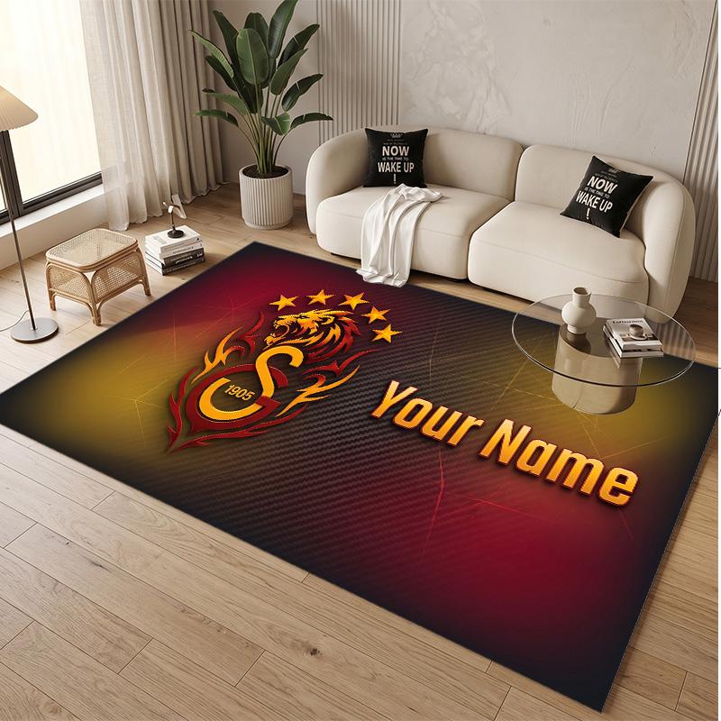 Personalized Crystal Velvet Carpet Galatasaray FC Pattern Non Slip Floor Rug