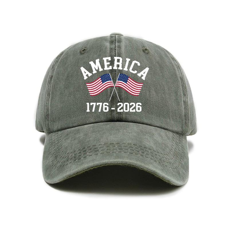 Washed And Distressed Printed Baseball Cap for Adults pc Versatile Trendy American Th Anniversary Printed Washed And D