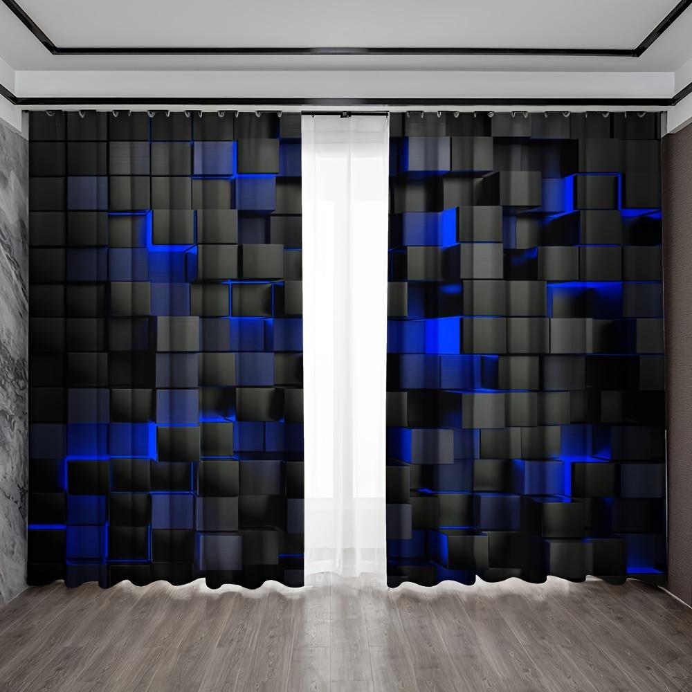 2 шт. занавески золотисто-голубые с белым геометрическим узором карниз для штор карманные шторы для кухни кафе гостиной домашнего декора