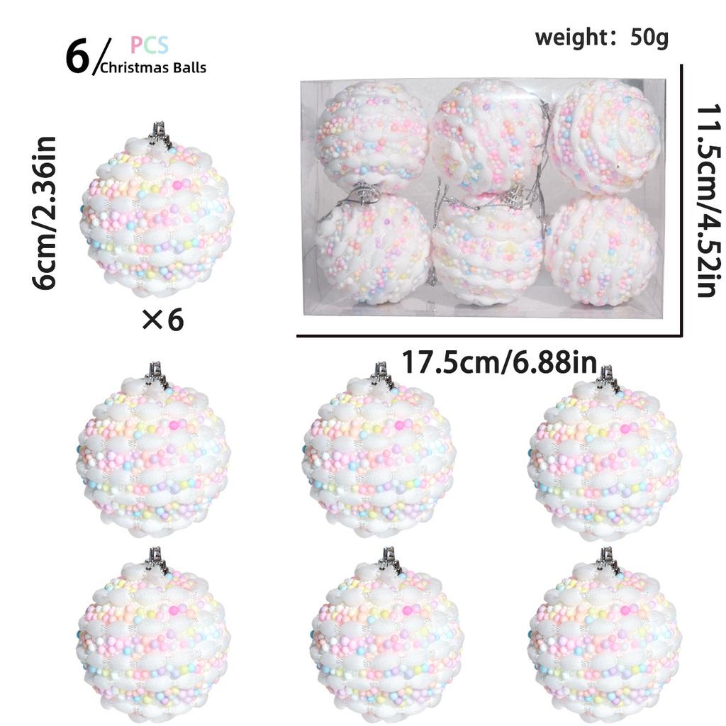 6 Pack 6cm Macaroon Color Christmas Ball Donuts Candy Rainbow Xmas Tree Ball Christmas Foam Decorative Hanging Ornament