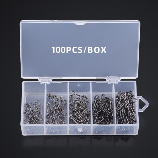 100/120Pcs Fishing Pin Connectors with Storage Box Mini Size Portable Hanging Fishing Snap Swivels Pins Fishing Accessories