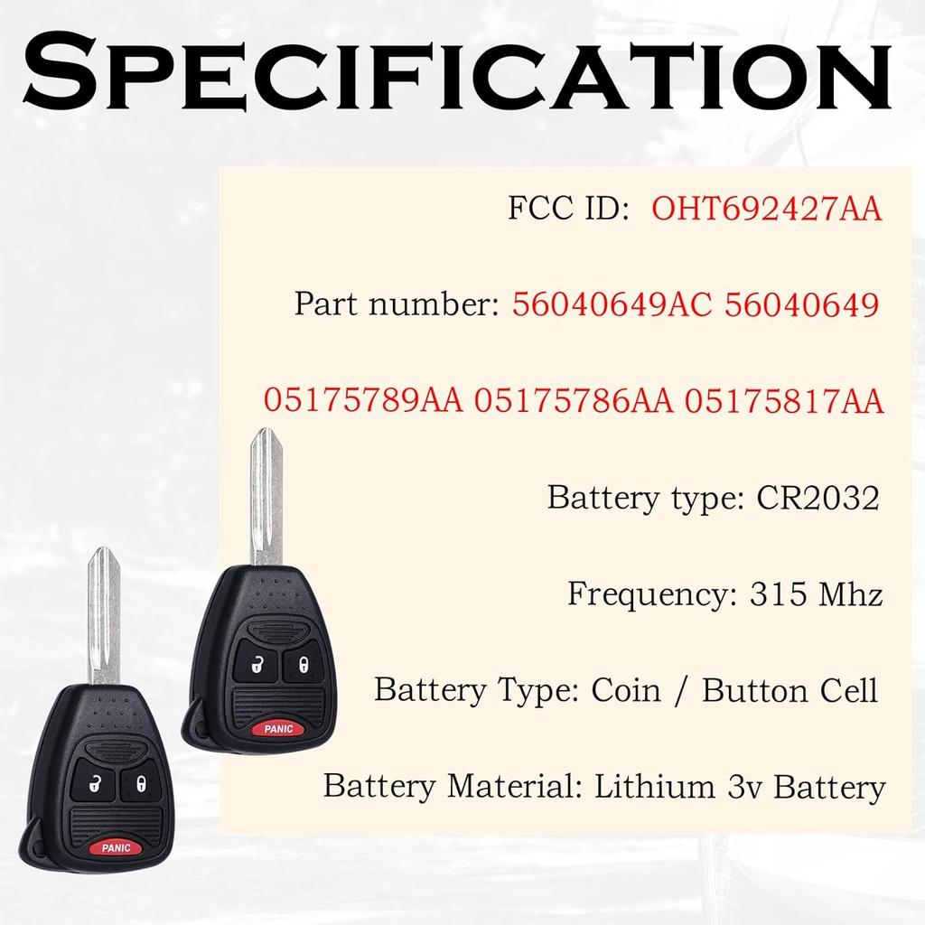 Замена брелока подходит для Dodge Ram 1500 2500 3500 2006 2007 2008 Dakota Magnum Durango Nitro Charger Avenger Caliber Jeep Wrangler Patriot Grand
