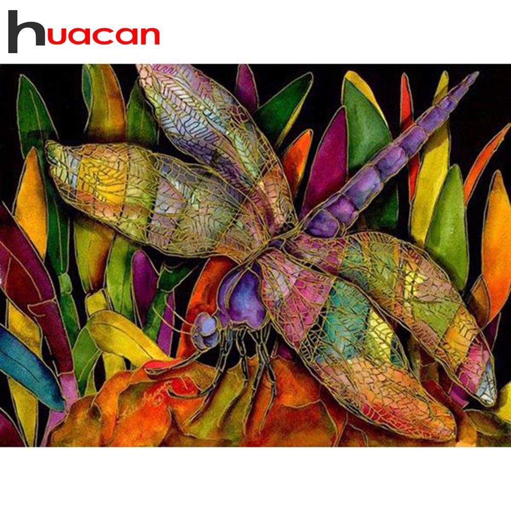 HUACAN DIY 3D круглая алмазная живопись Стрекоза Цветок Вышивка Крестом Ремесло Стежок Домашний Декор