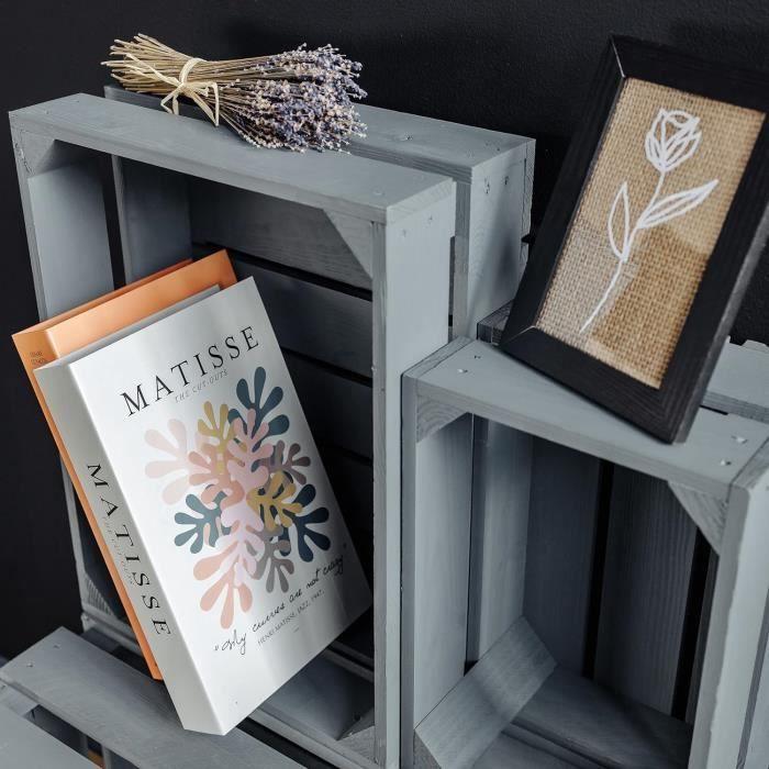 Caisse en Bois - Creative Deco - Lot de 3 - Gris - 40 x 30 x 15 cm - Vintage