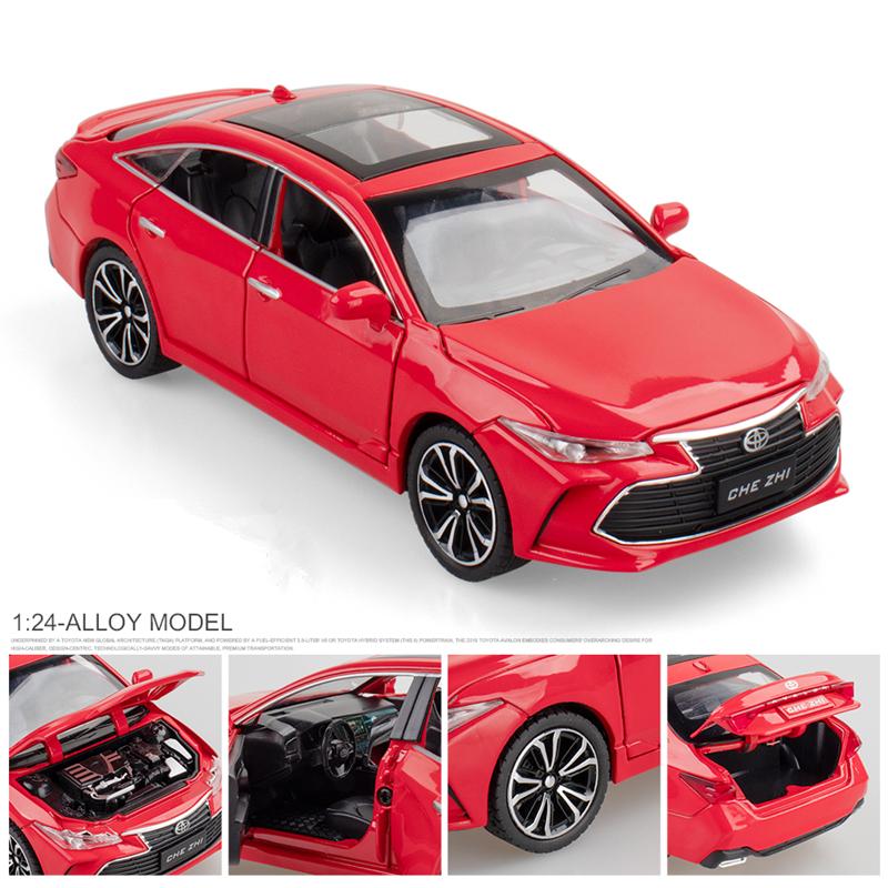 Литая под давлением модель автомобиля Toyota Avalon в масштабе 1/24, игрушечный автомобиль с откатным механизмом со звуком и светом для детей, коллекция подарков для мальчиков и девочек