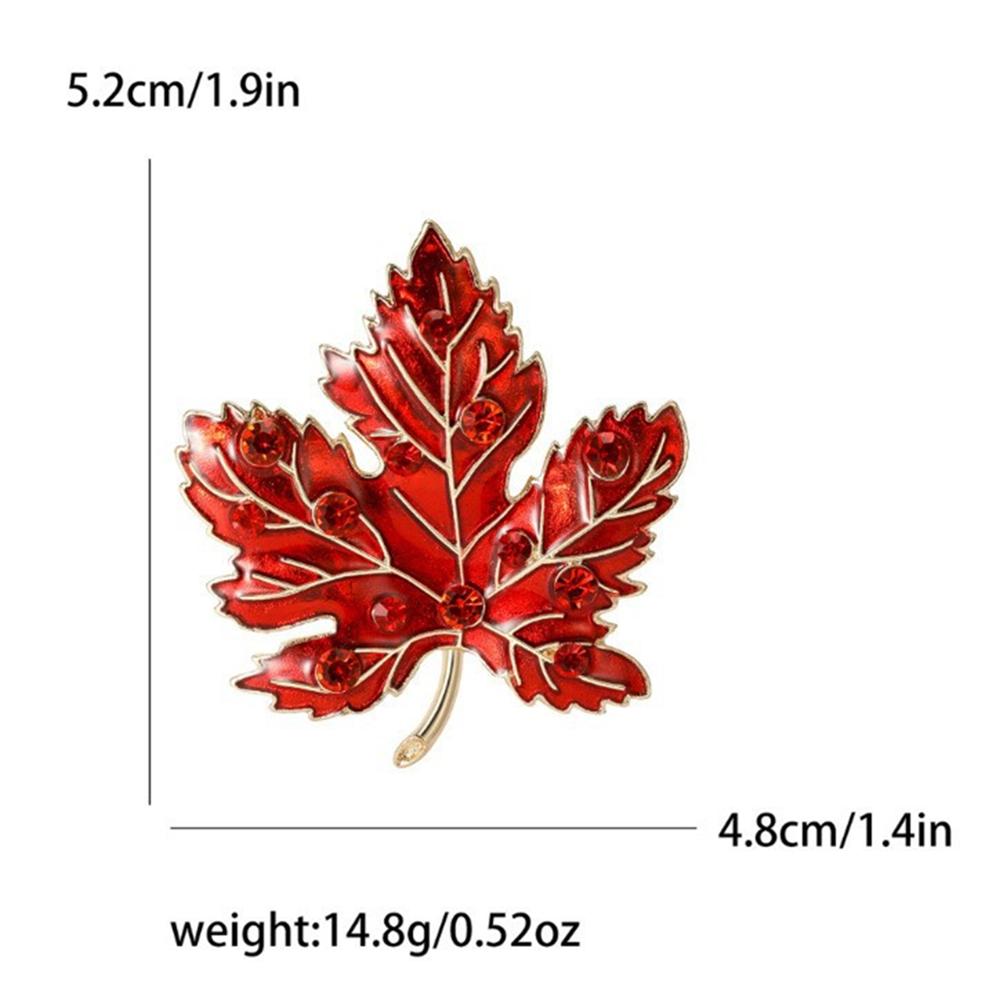 Fashionable maple leaf enamel gem brooch, women's anti-exposure pin, fixed clothes metal buttons, wedding party gifts