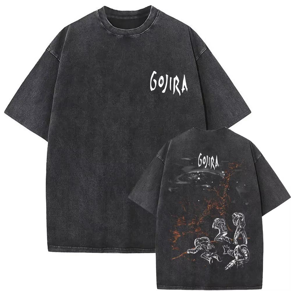Стирка Винтажная Металлическая Рок-Группа Gojira Футболка От Марса К Сириусу Футболки Мужские Женские Готическая Панк Оверсайз Футболки Уличная Одежда