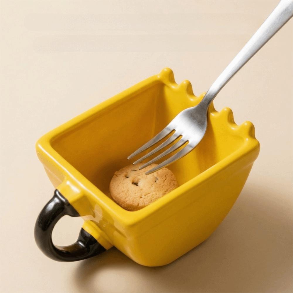 Ceramic Digger Coffee Cup Yellow Yogurt Cup Easy To Clean Breakfast Cup Gift