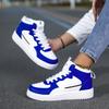 Blue High Top Sneakers Unisex Non Slip Platform Men's Skate Shoes Spring Autumn Casual Leather Skateboard Shoes For Women